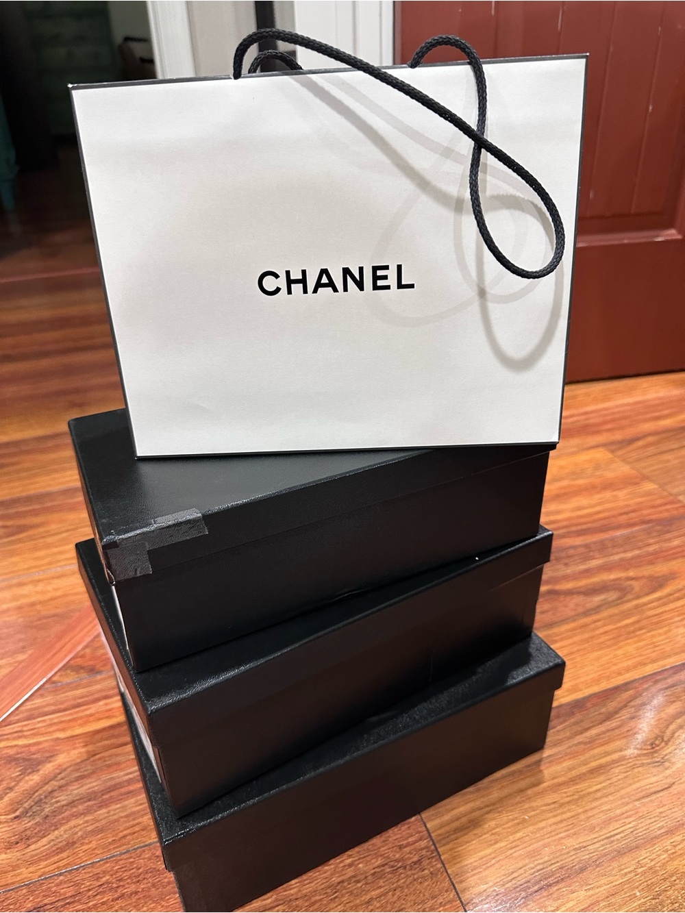 Chanel lot of 3 boxes and dust bags .
